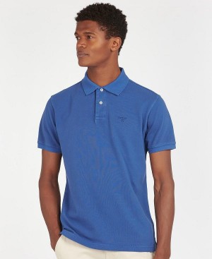 Barbour Washed-out Sports Polo Shirt Sky | BABO88039