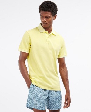 Barbour Washed-out Sports Polo Shirt Yellow | BABO88040