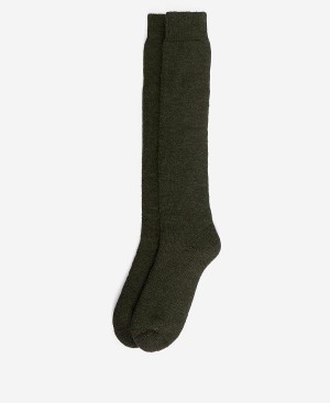 Barbour Wellington Knee Socks Olive Green | BABO89139