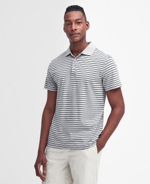 Barbour Westgate Striped Short-sleeved Polo Shirt Grey Marl | BABO88172