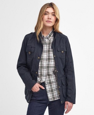 Barbour Winter Defence Wax Jacket Navy | BABO89239