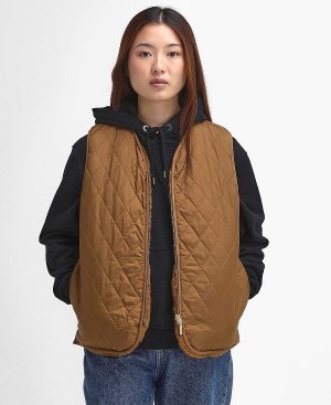 Barbour Women'S Reversible Faux-fur Gilet Gold | BABO89468