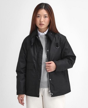 Barbour Women'S Spey Waxed Jacket Black | BABO89222