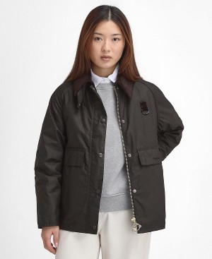 Barbour Women'S Spey Waxed Jacket Olive/Classic | BABO89221