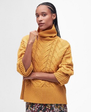 Barbour Woodlane Knitted Jumper Harvest Gold | BABO89669