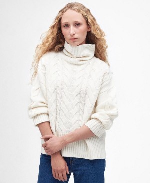 Barbour Woodlane Knitted Jumper White | BABO89670