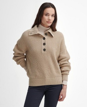 Barbour Woodside Half-button Jumper Olive | BABO89754