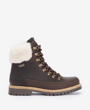 Barbour Woodside Hiker Boots Dark Brown | BABO89875