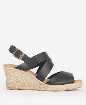 Barbour Yolanda Espadrille Wedges Black | BABO89898