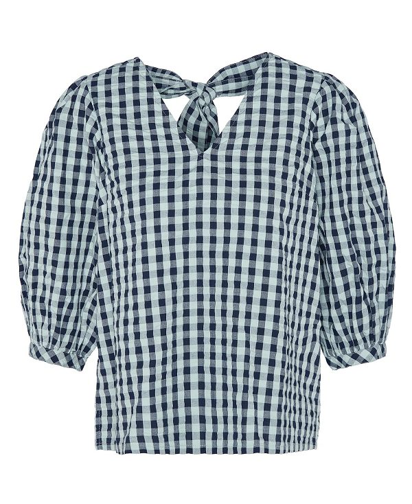 Barbour Abigail Gingham Blouse Blue Haze Gingham | BABO89496