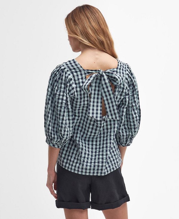 Barbour Abigail Gingham Blouse Blue Haze Gingham | BABO89496