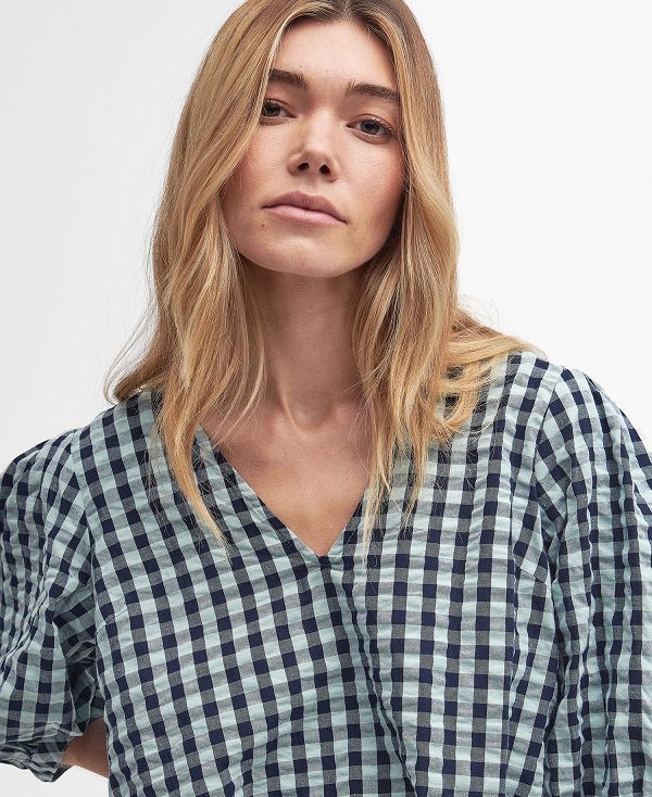 Barbour Abigail Gingham Blouse Blue Haze Gingham | BABO89496