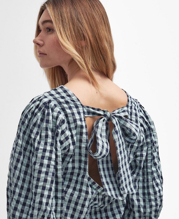 Barbour Abigail Gingham Blouse Blue Haze Gingham | BABO89496