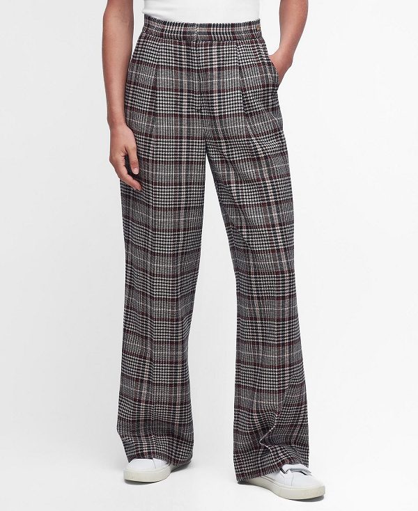 Barbour Adela Straight-leg Trousers Sepia Tartan | BABO89838