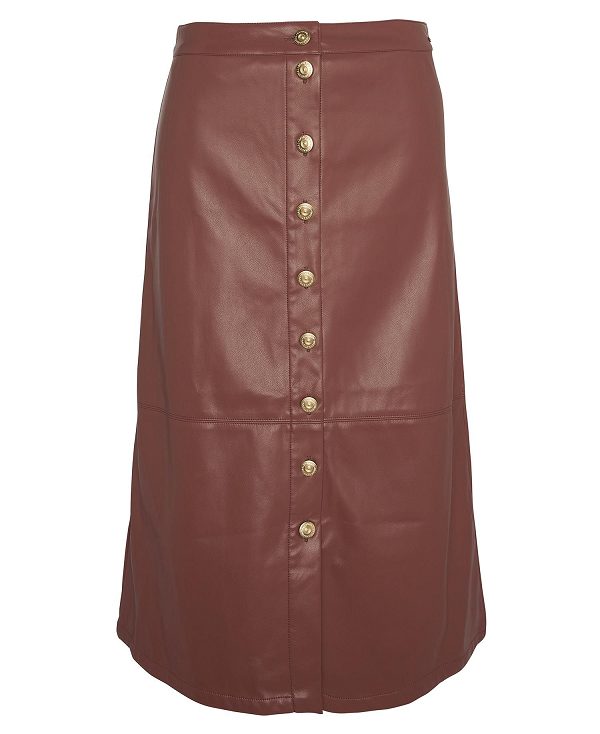 Barbour Alberta Faux-leather Midi Skirt Brown | BABO89587