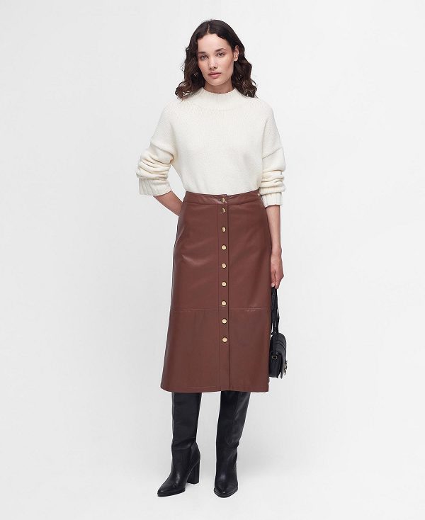 Barbour Alberta Faux-leather Midi Skirt Brown | BABO89587