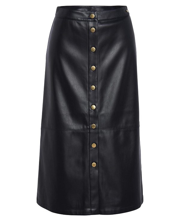 Barbour Alberta Faux-leather Midi Skirt Black | BABO89588