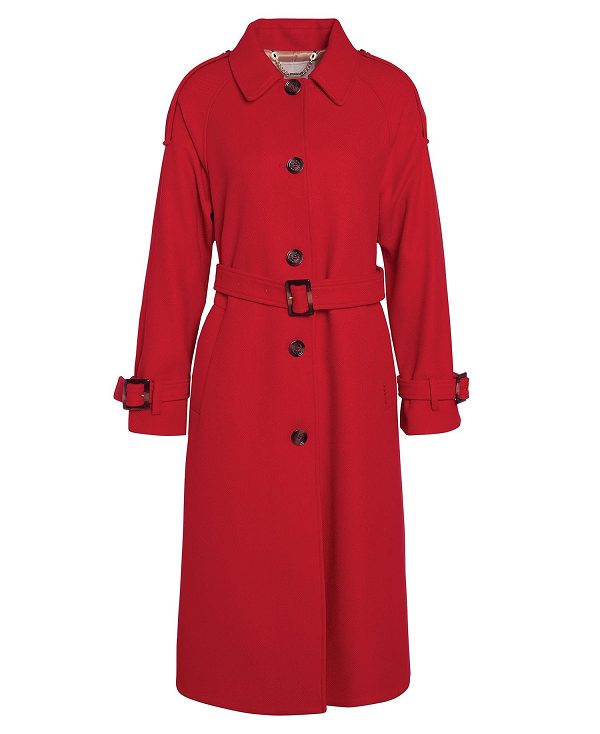 Barbour Alberta Wool Trench Coat Red | BABO89378