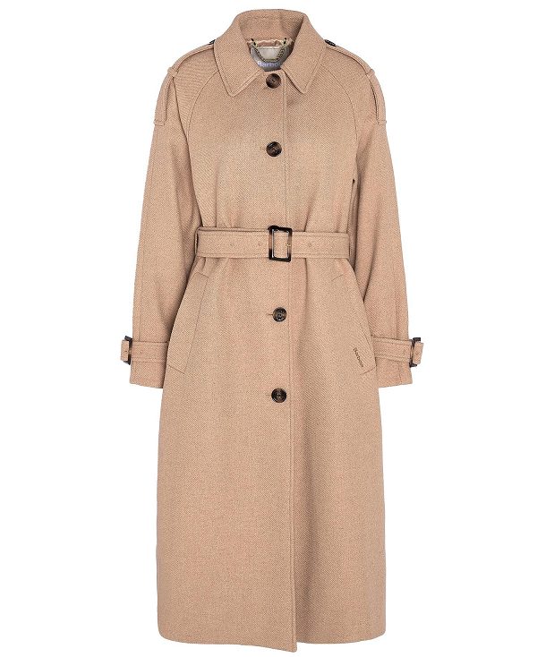 Barbour Alberta Wool Trench Coat Sepia/Hessian | BABO89383