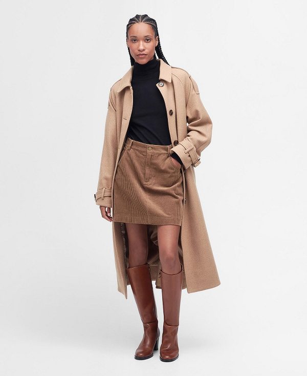 Barbour Alberta Wool Trench Coat Sepia/Hessian | BABO89383