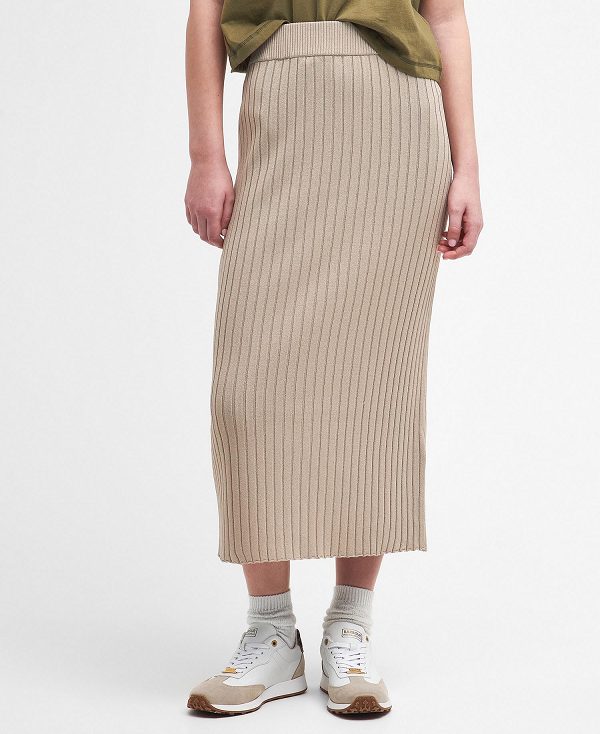 Barbour Alicia Knitted Midi Skirt Classic Beige | BABO89616