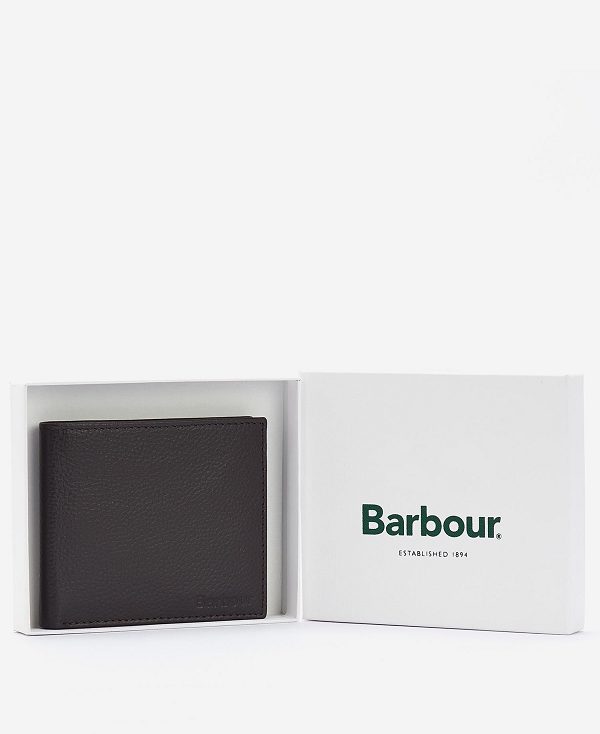 Barbour Amble Leather Billfold Wallet Dark Brown | BABO89171