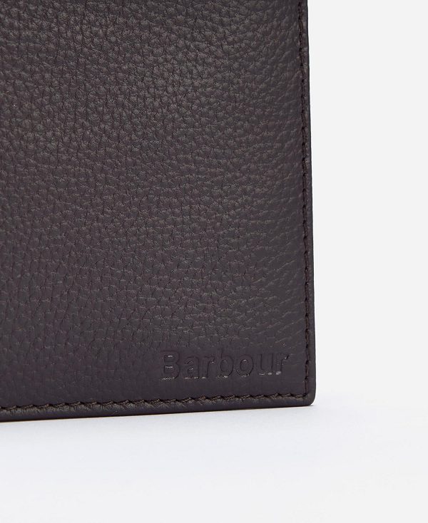 Barbour Amble Leather Billfold Wallet Dark Brown | BABO89171