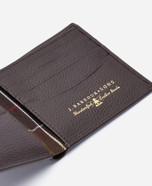 Barbour Amble Leather Billfold Wallet Dark Brown | BABO89171