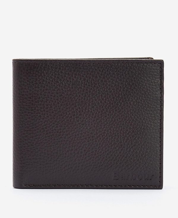 Barbour Amble Leather Billfold Wallet Dark Brown | BABO89171