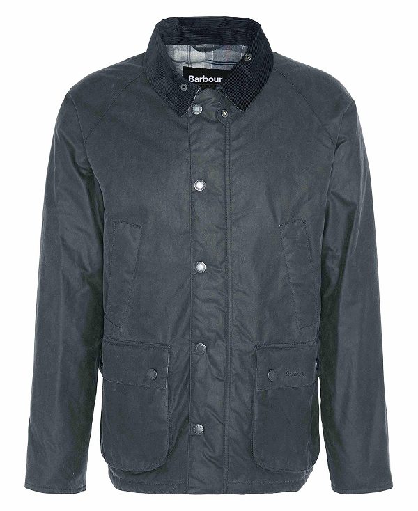 Barbour Ambleside Waxed Jacket Grey/Blue Granite Tartan | BABO87245