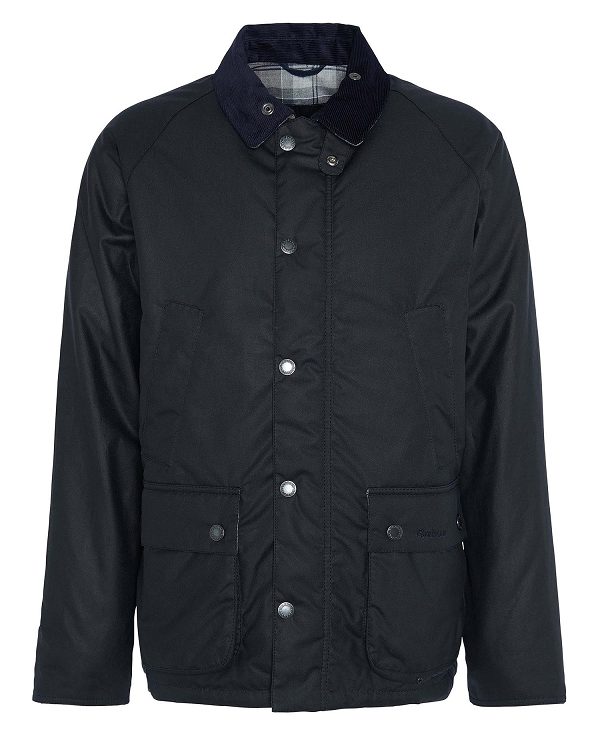 Barbour Ambleside Waxed Jacket Navy/Blue Granite Tartan | BABO87284