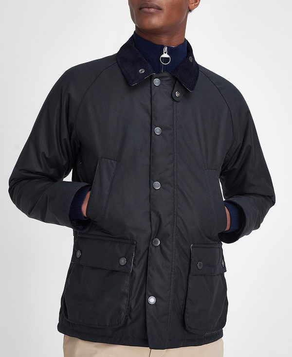 Barbour Ambleside Waxed Jacket Navy/Blue Granite Tartan | BABO87284