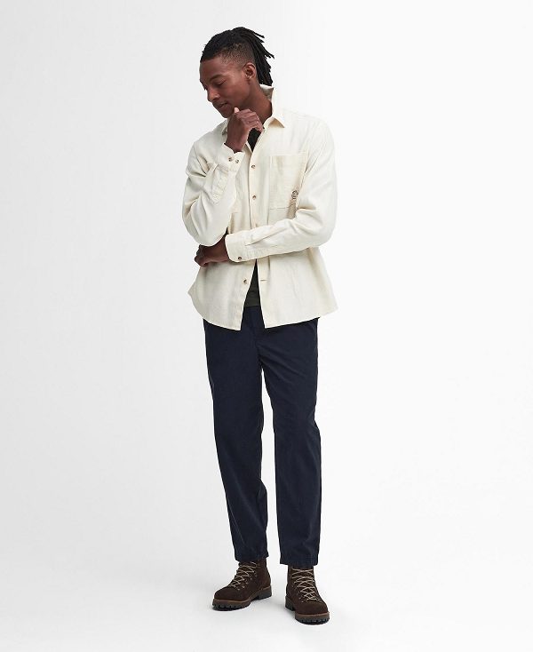 Barbour Angelo Relaxed Long-sleeved Shirt Chalk | BABO87937