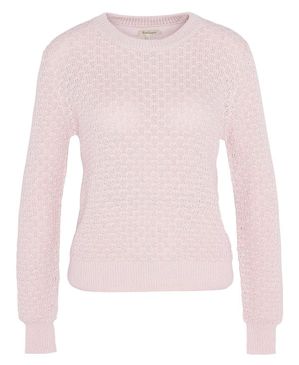 Barbour Angelonia Crew Neck Jumper Mousse Pink | BABO89684