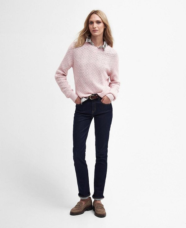 Barbour Angelonia Crew Neck Jumper Mousse Pink | BABO89684