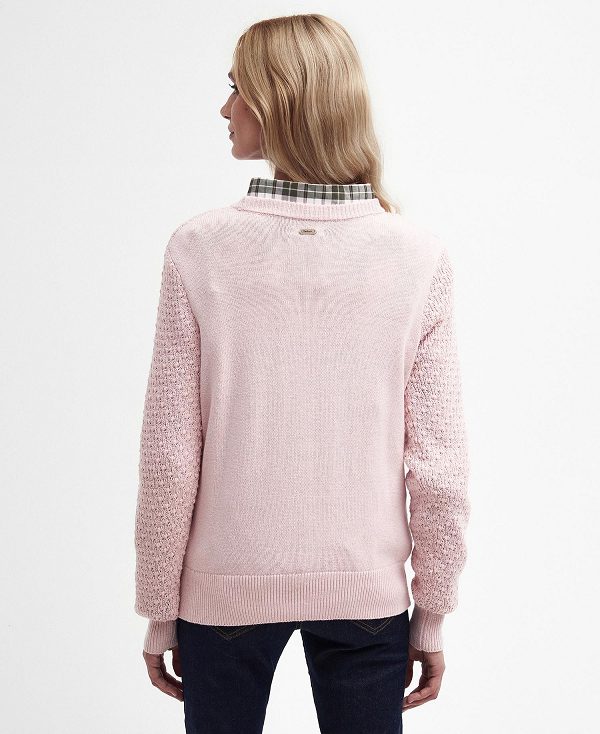 Barbour Angelonia Crew Neck Jumper Mousse Pink | BABO89684