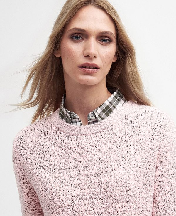 Barbour Angelonia Crew Neck Jumper Mousse Pink | BABO89684