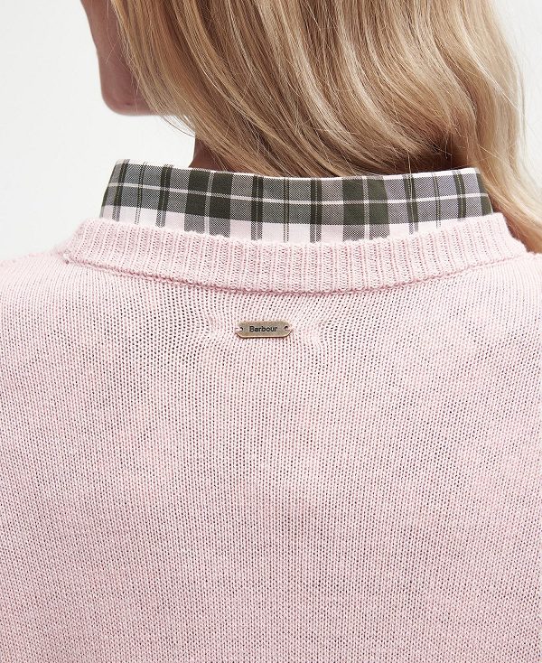 Barbour Angelonia Crew Neck Jumper Mousse Pink | BABO89684