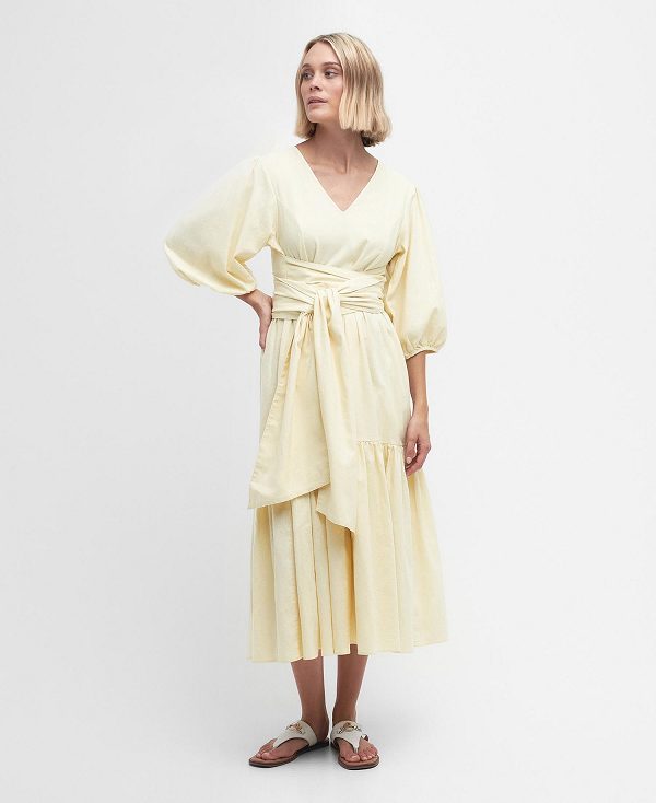 Barbour Annie Midi Dress Lemon Souffle | BABO89629