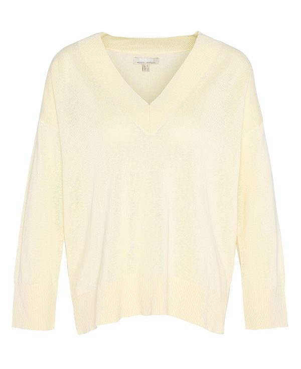 Barbour Annie V-neck Jumper Lemon Souffle | BABO89692