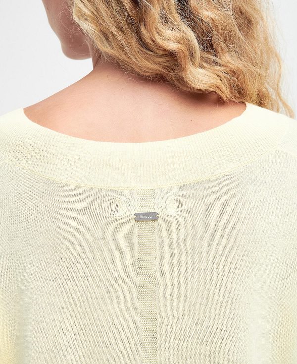 Barbour Annie V-neck Jumper Lemon Souffle | BABO89692