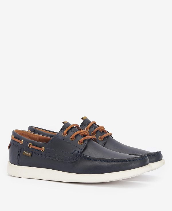 Barbour Armada Boat Shoes Navy/Brown | BABO88904