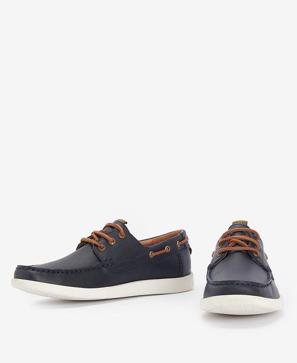 Barbour Armada Boat Shoes Navy/Brown | BABO88904