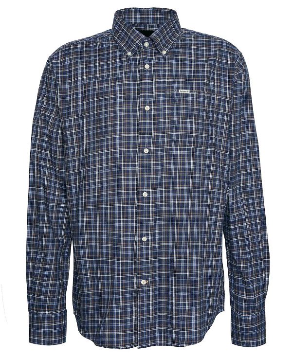 Barbour Ashton Regular Long-sleeved Shirt Dark Navy | BABO87892