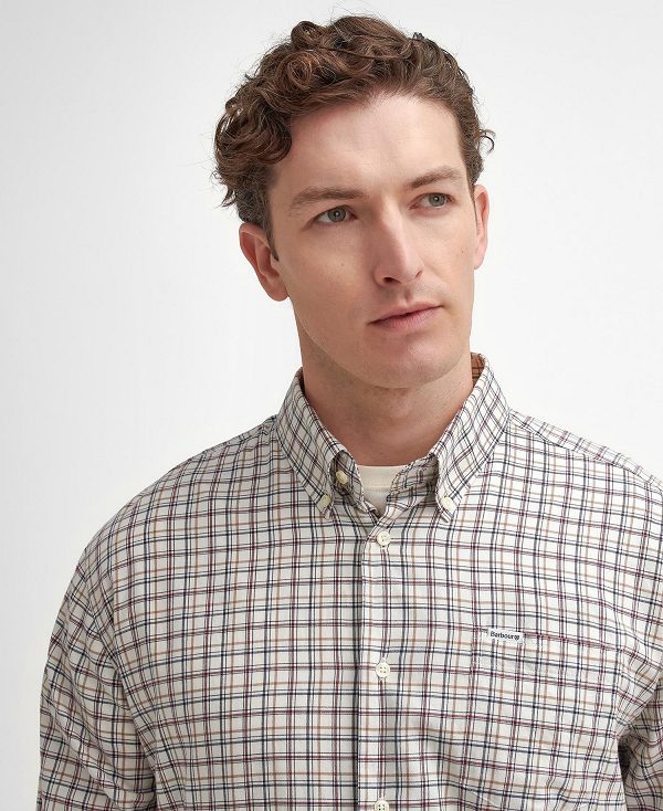 Barbour Ashton Regular Long-sleeved Shirt Ecru | BABO87893