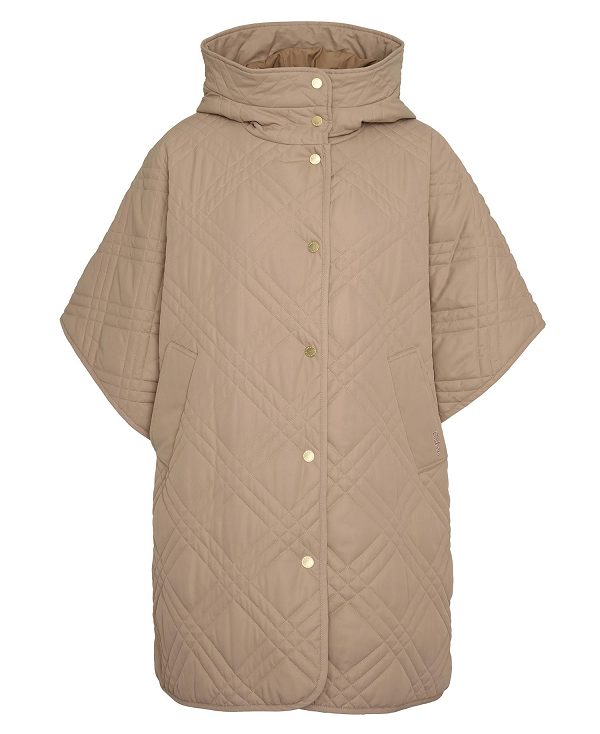 Barbour Astor Quilted Cape Honey/Muted Cabernet Tartan | BABO89368