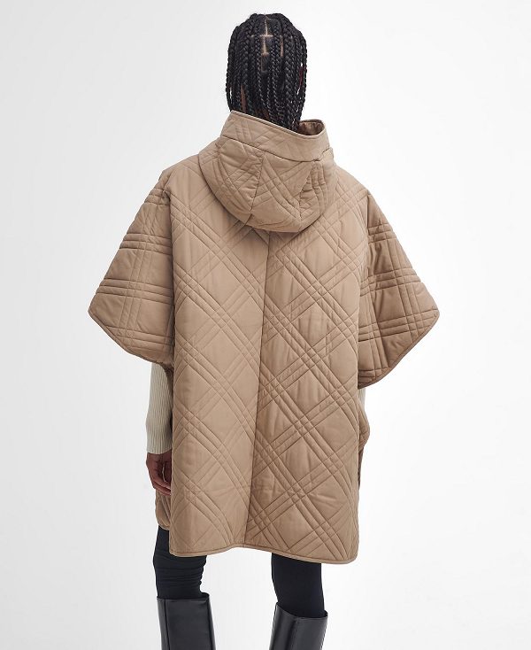 Barbour Astor Quilted Cape Honey/Muted Cabernet Tartan | BABO89368