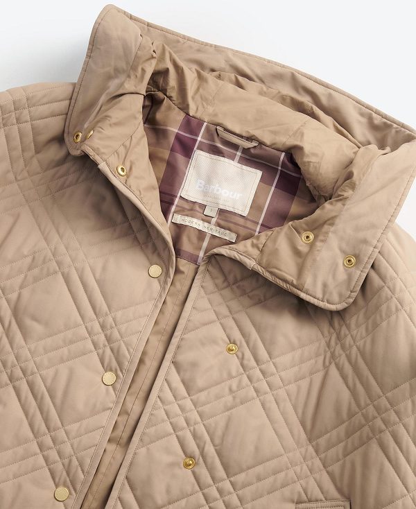 Barbour Astor Quilted Cape Honey/Muted Cabernet Tartan | BABO89368