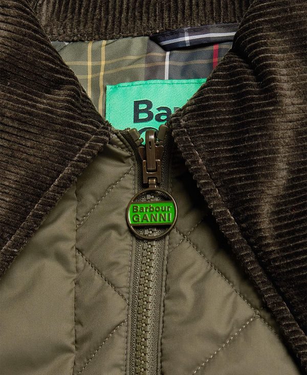 Barbour Barbour X Ganni Burghley Quilted Jacket Fern/Light Moss/Classic | BABO89278