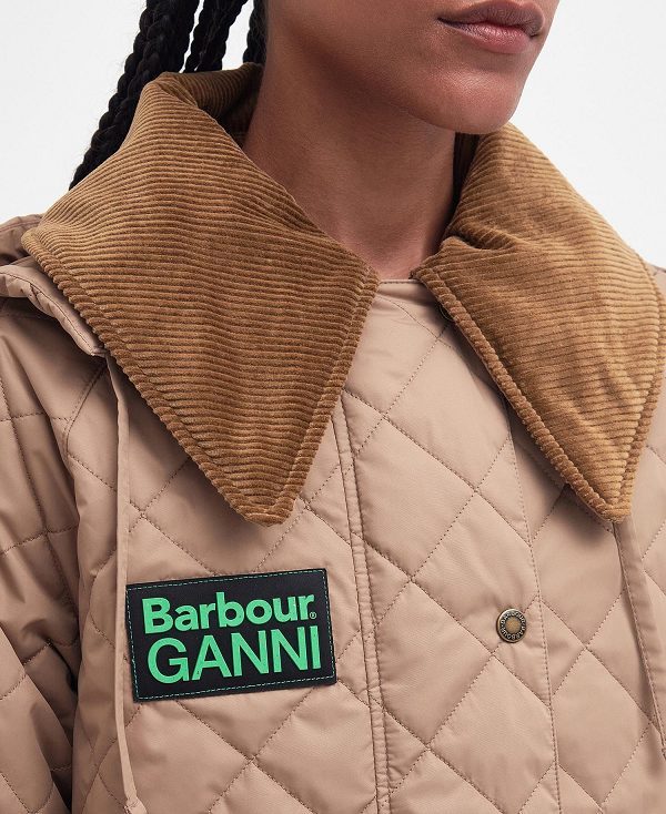 Barbour Barbour X Ganni Burghley Quilted Jacket Honey/Light Trench/Classic | BABO89279